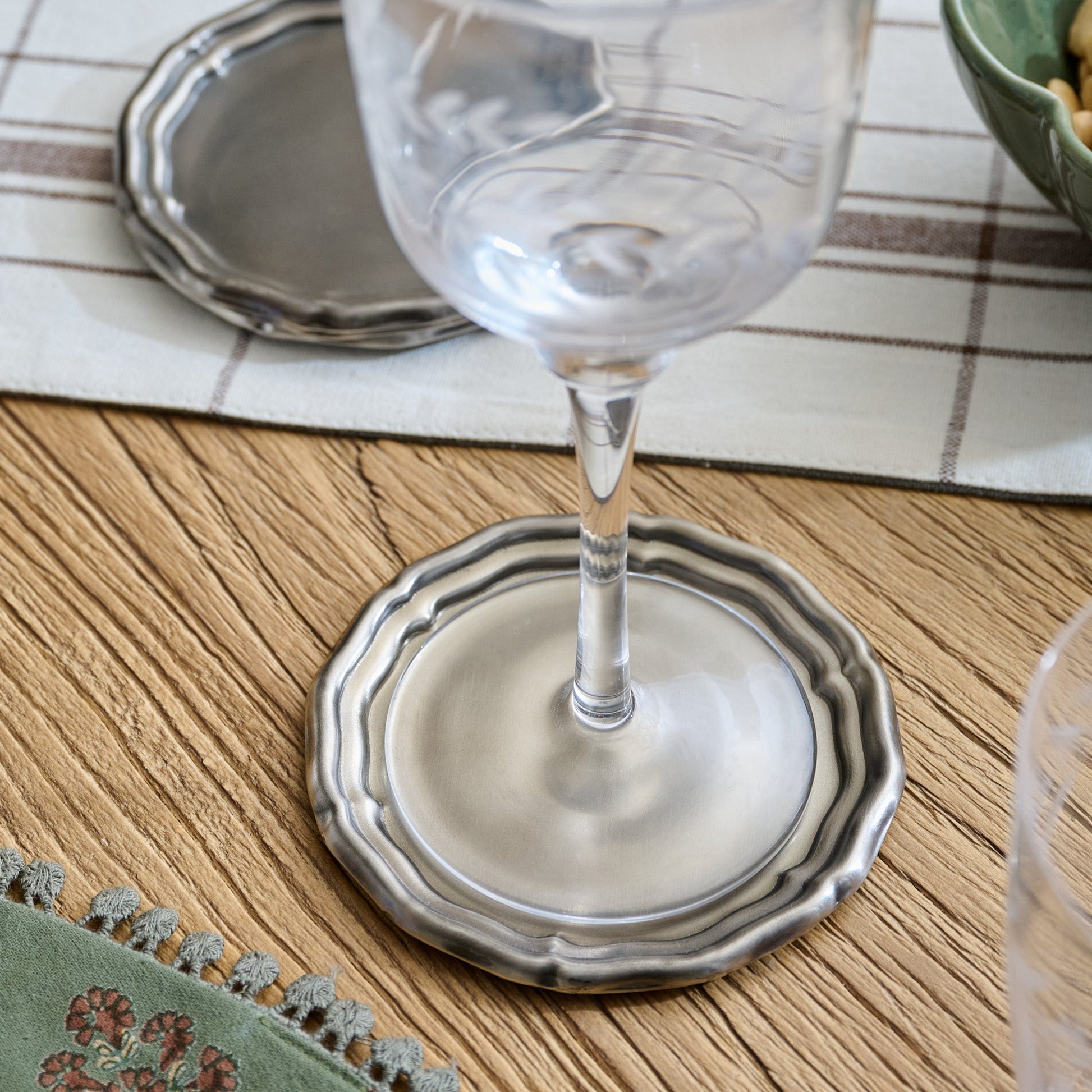 Vintage-Inspired Pewter Coaster Set
