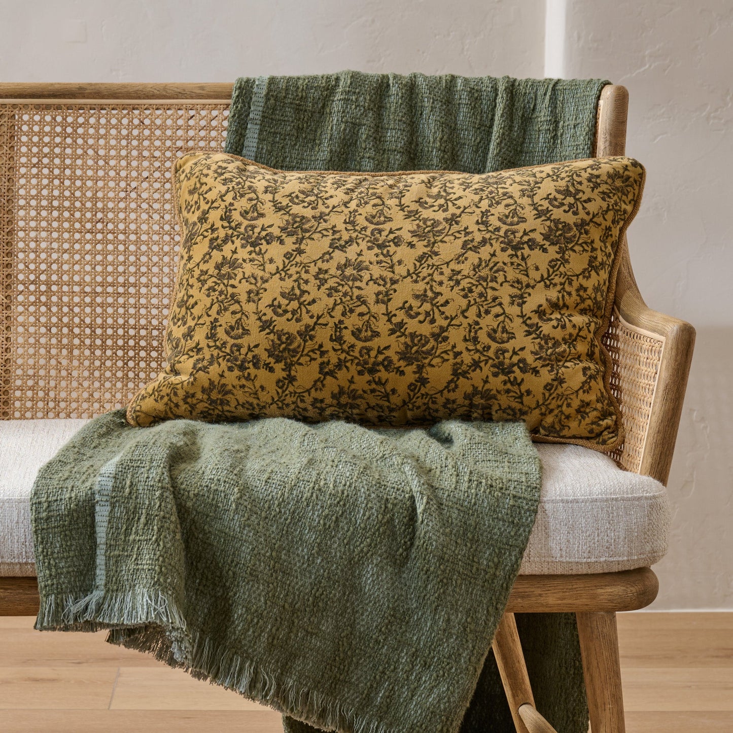Velvet Amber Vines Lumbar Pillow