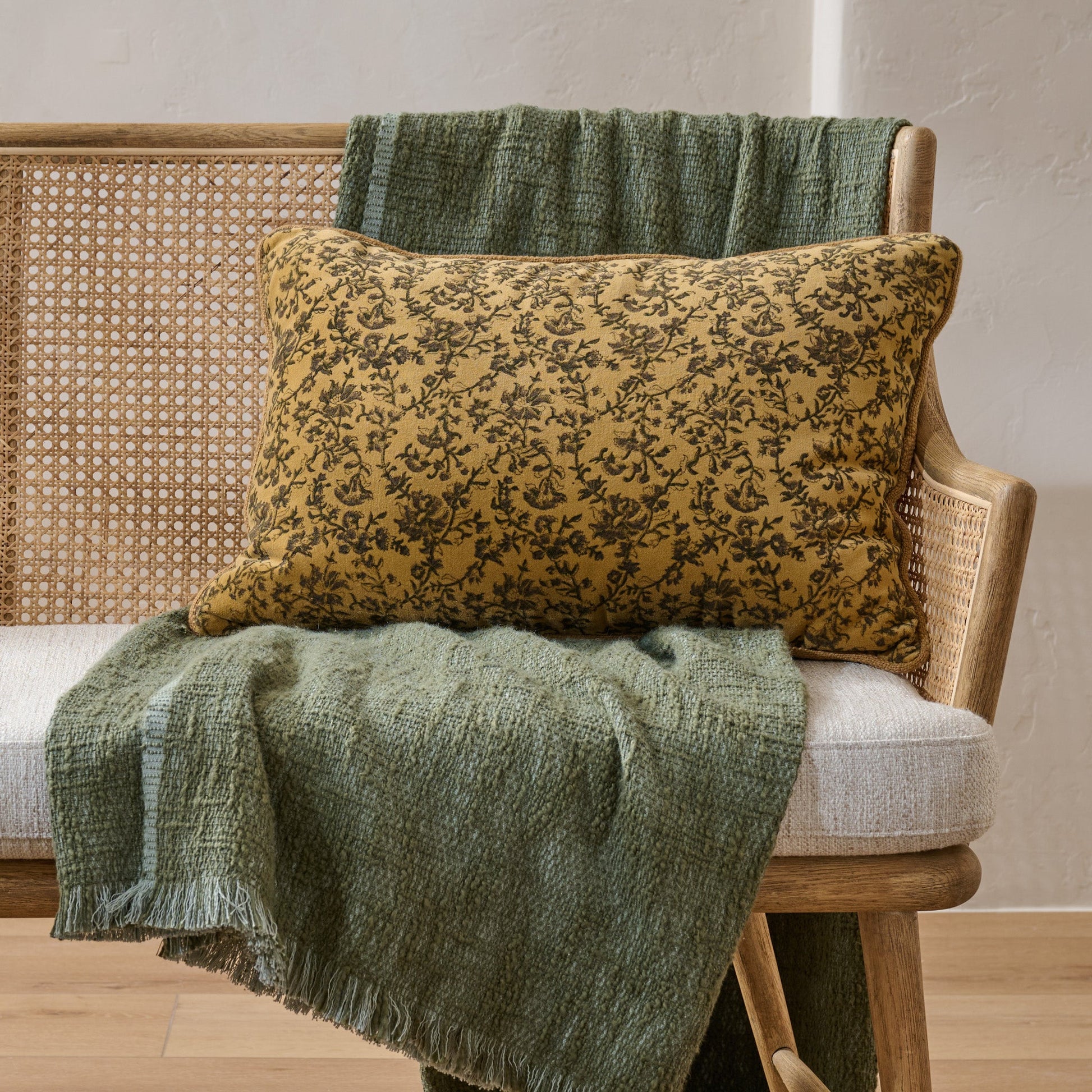 Velvet Amber Vines Lumbar Pillow