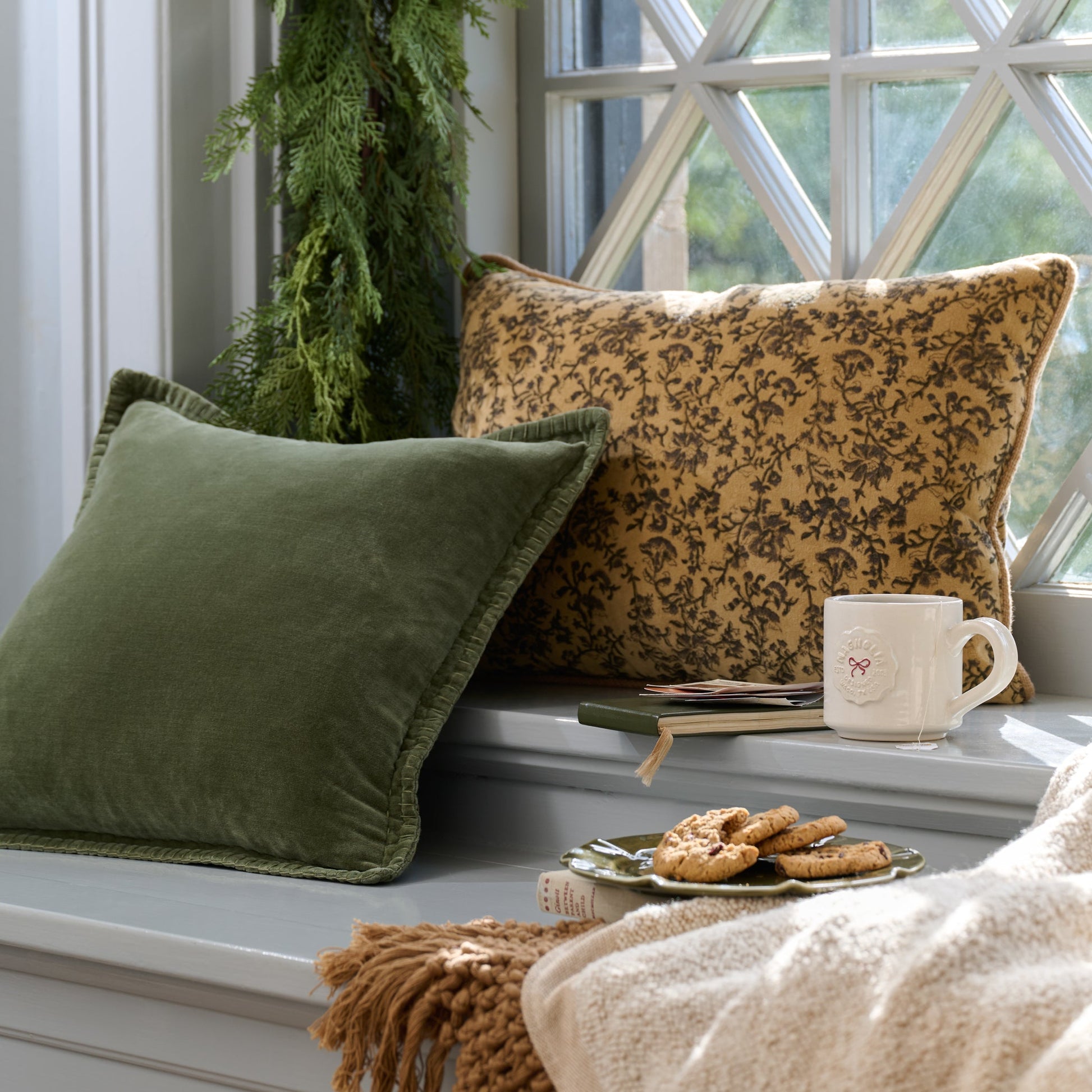 Velvet Amber Vines Lumbar Pillow