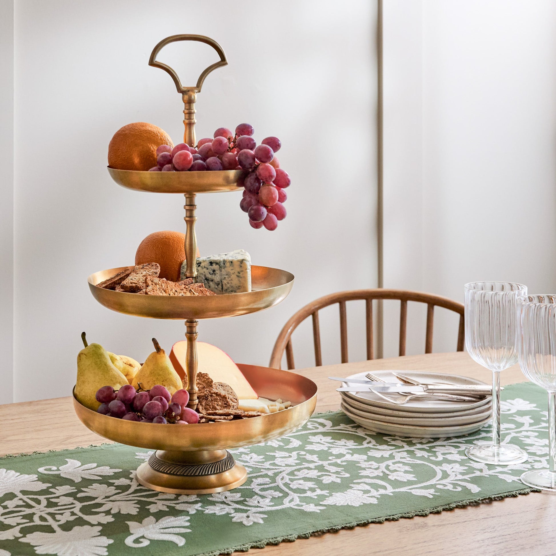 Antique Brass Tiered Serving Stand