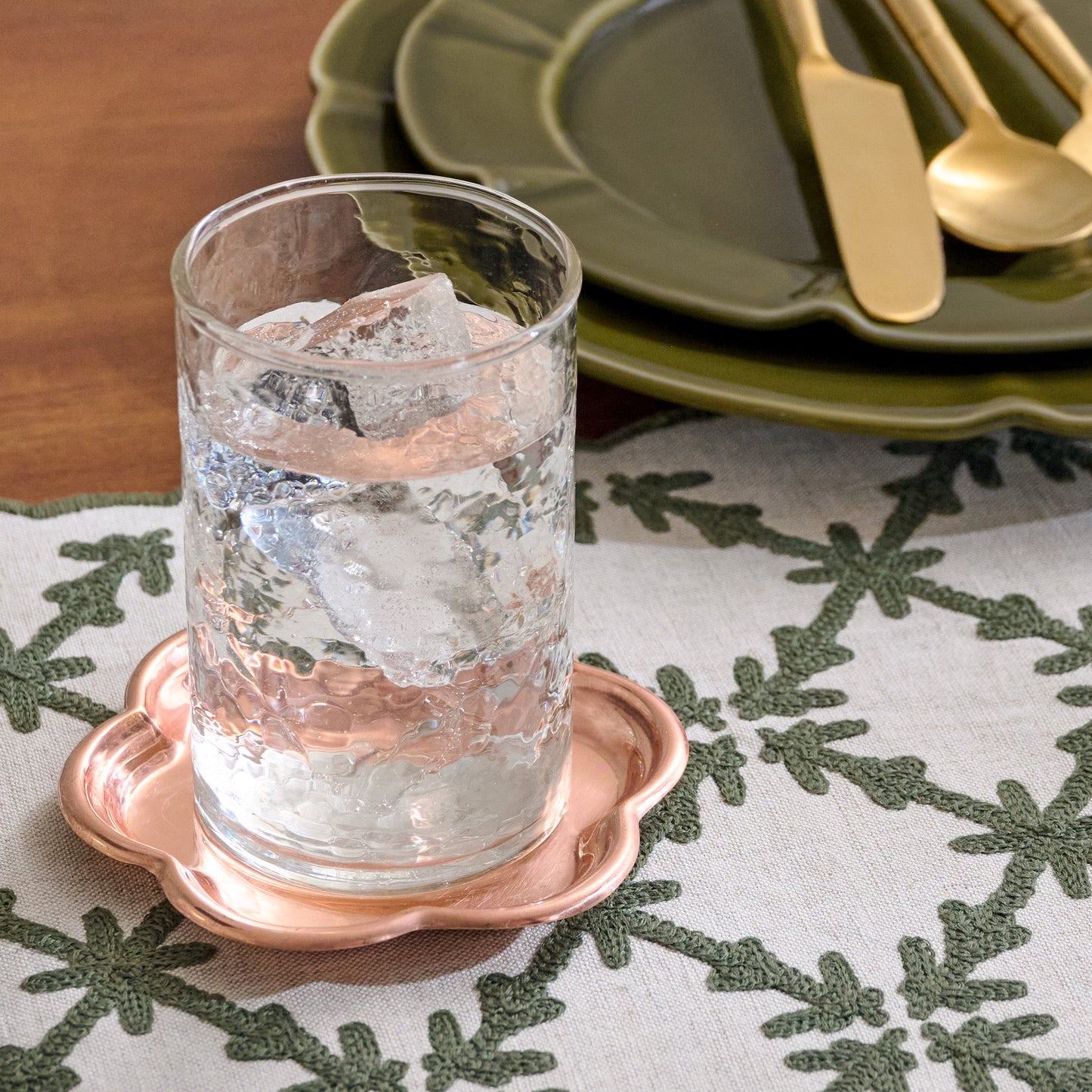 Antique Copper Scalloped Coaster Set of Four