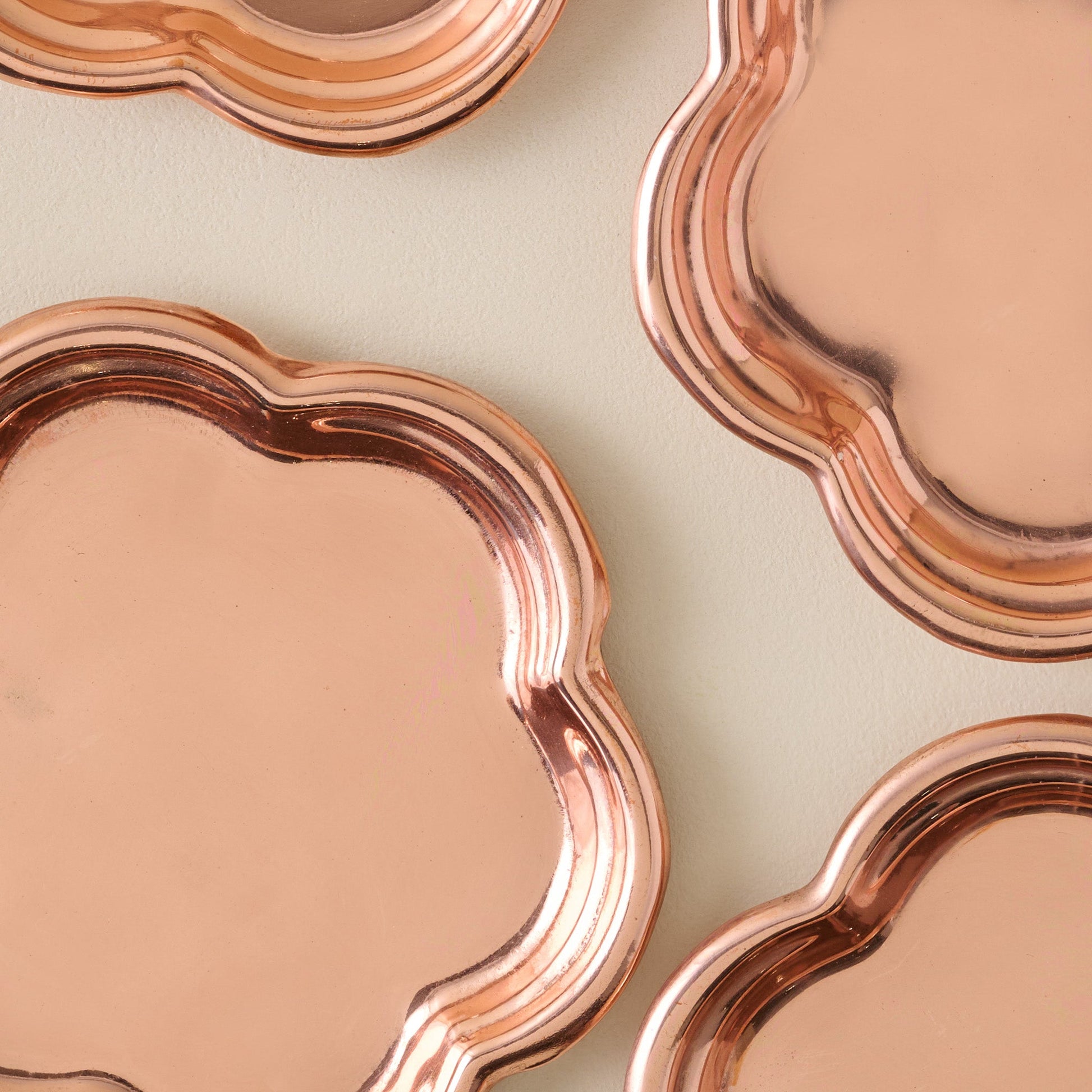 Antique Copper Scalloped Coaster Set of Four