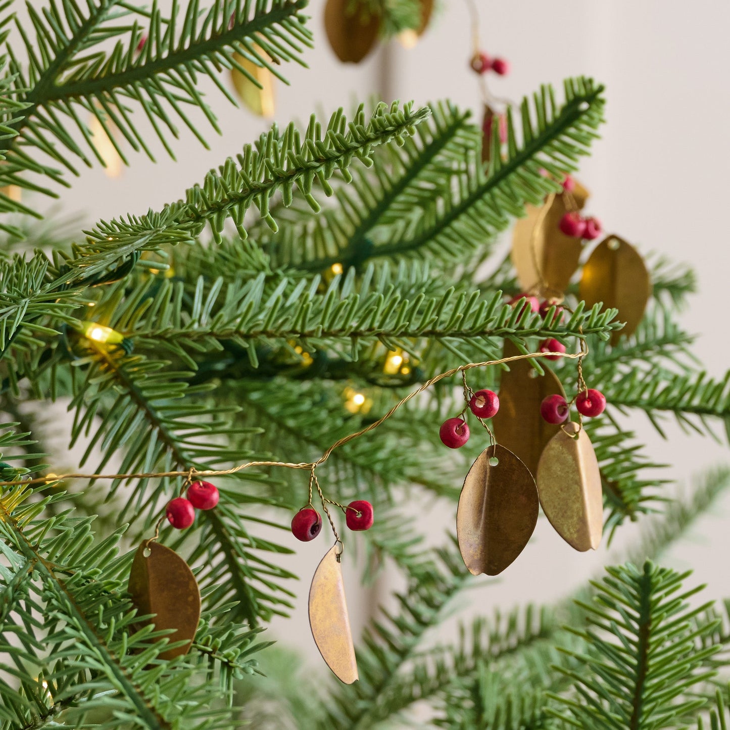 Brass Leaf + Red Berry Garland