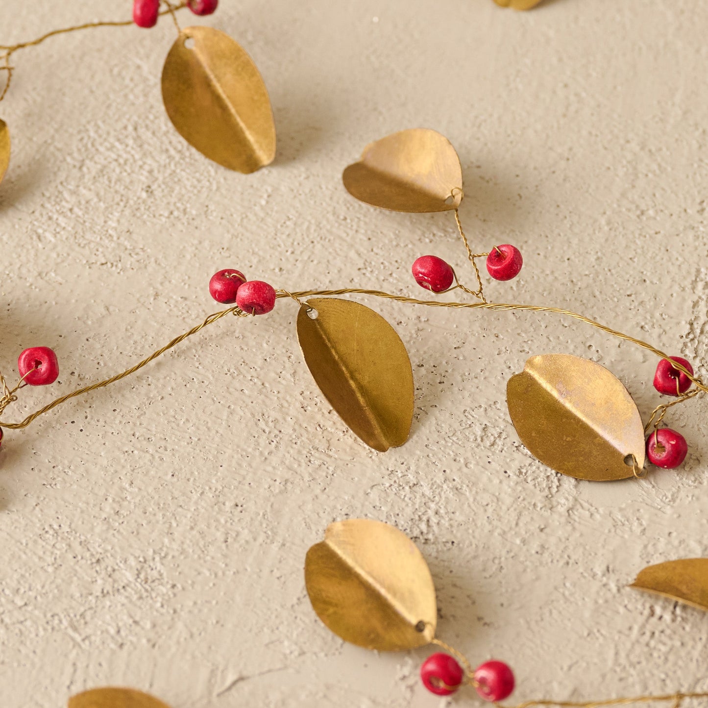 Brass Leaf + Red Berry Garland