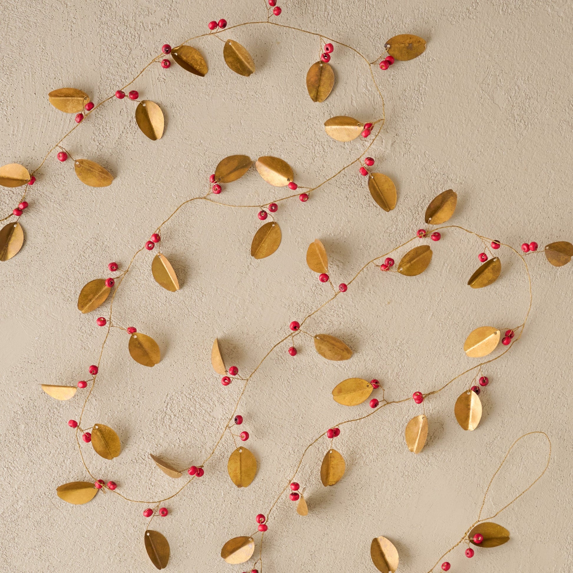 Brass Leaf + Red Berry Garland