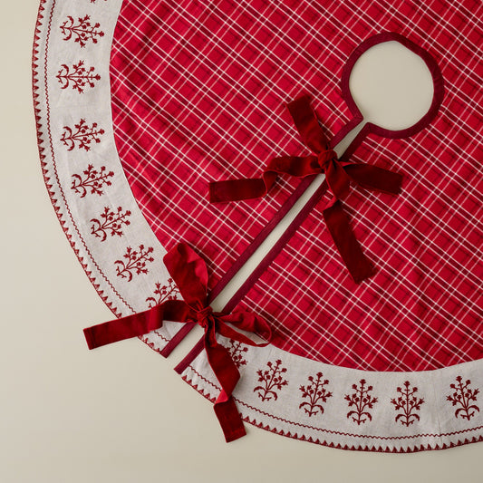 Vintage Red Plaid Tree Skirt
