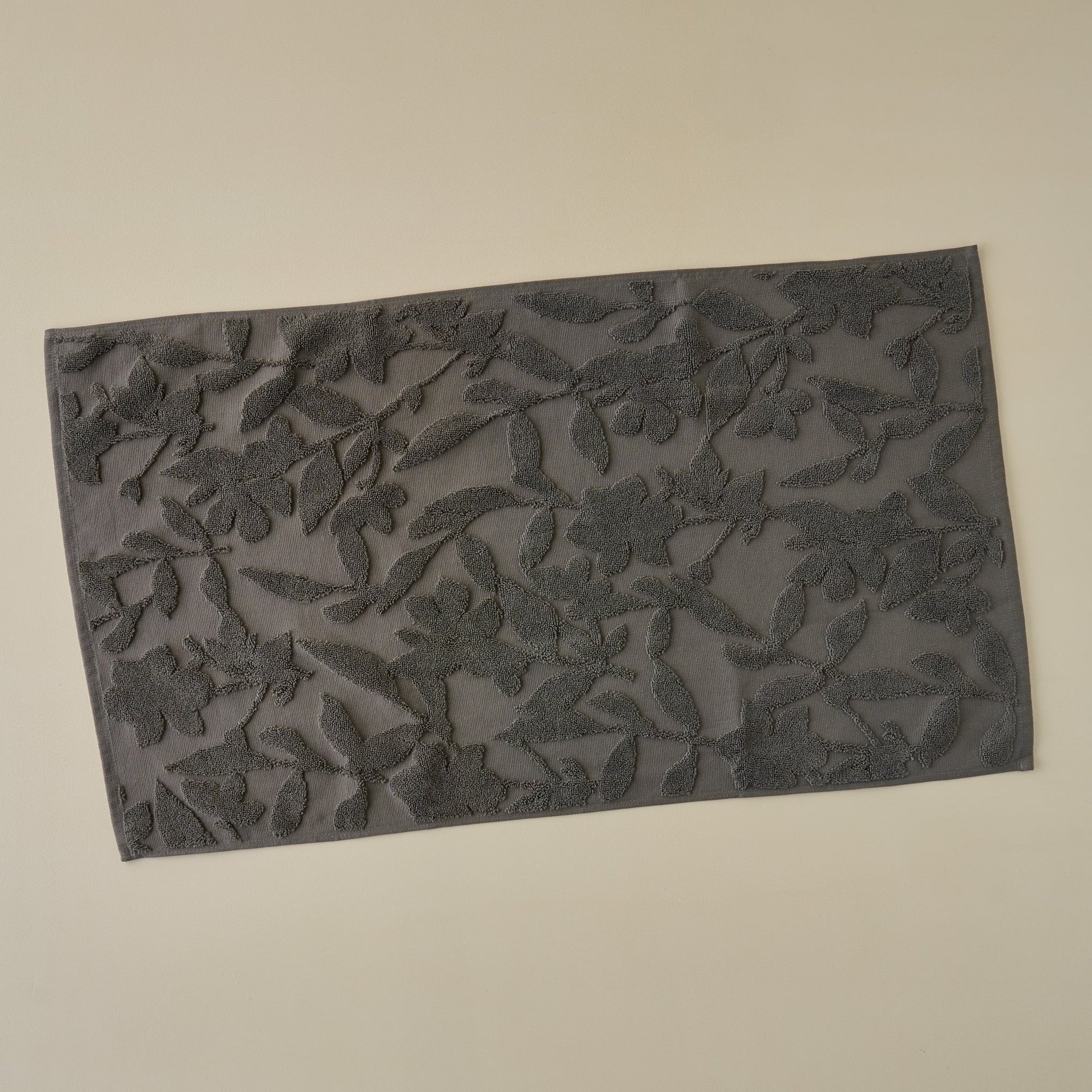 Brown Floral Jacquard Bath Mat