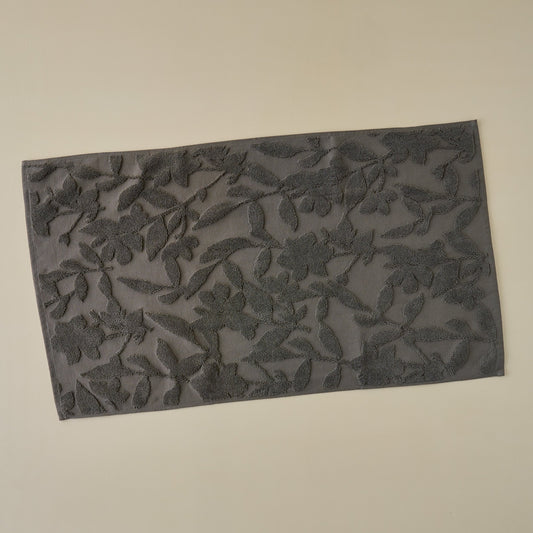 Brown Floral Jacquard Bath Mat