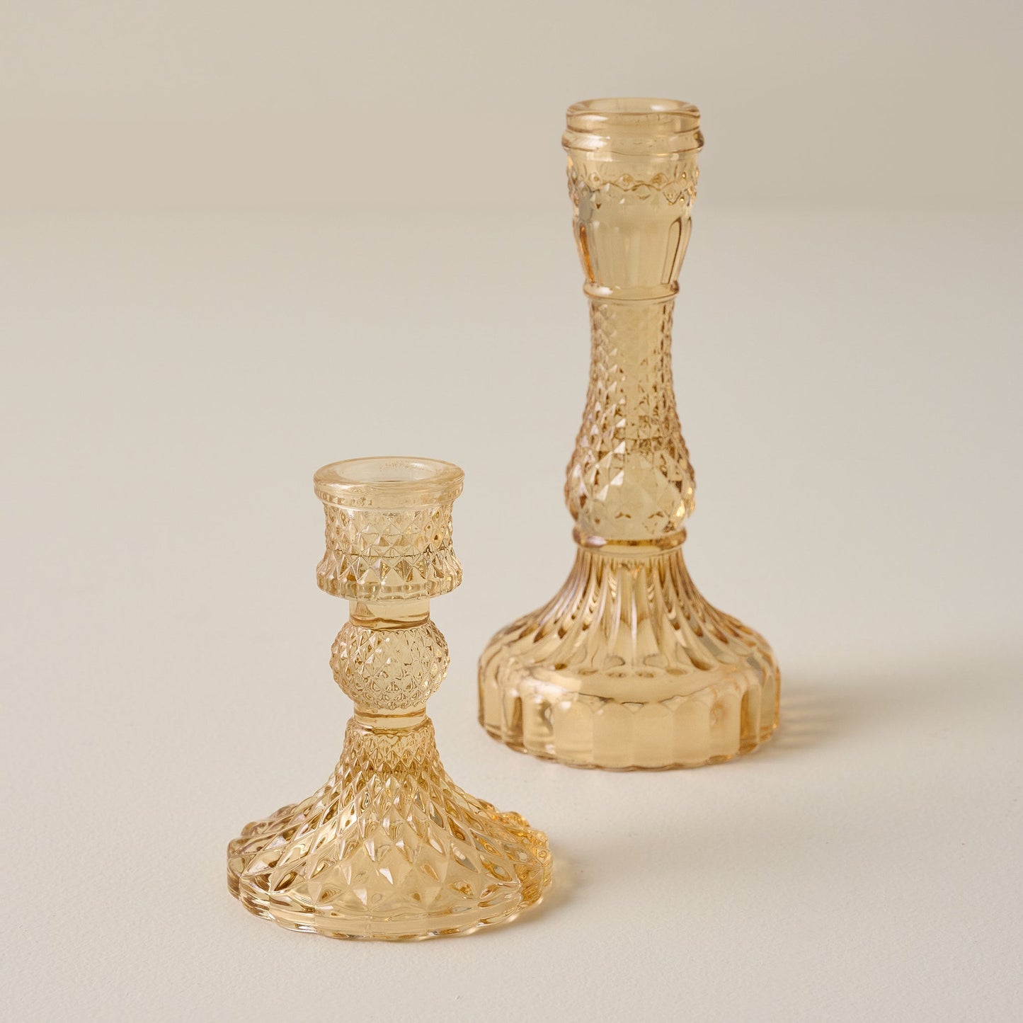 Antique Amber Glass Taper Holder