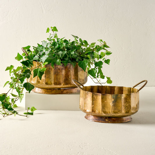Antique Brass Planter with Handles