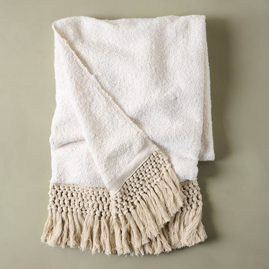 Antique White Essential Tassel Throw