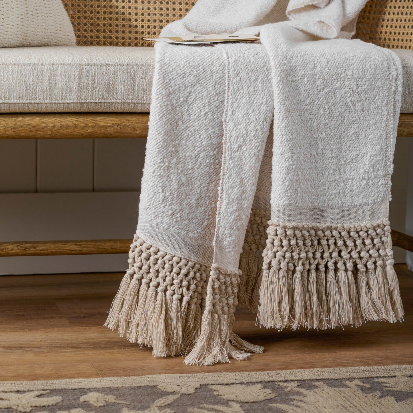 Antique White Essential Tassel Throw