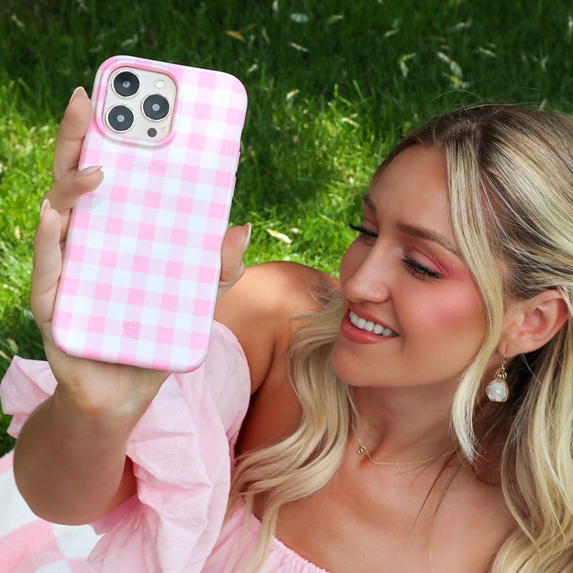 Baby Pink Gingham iPhone Case