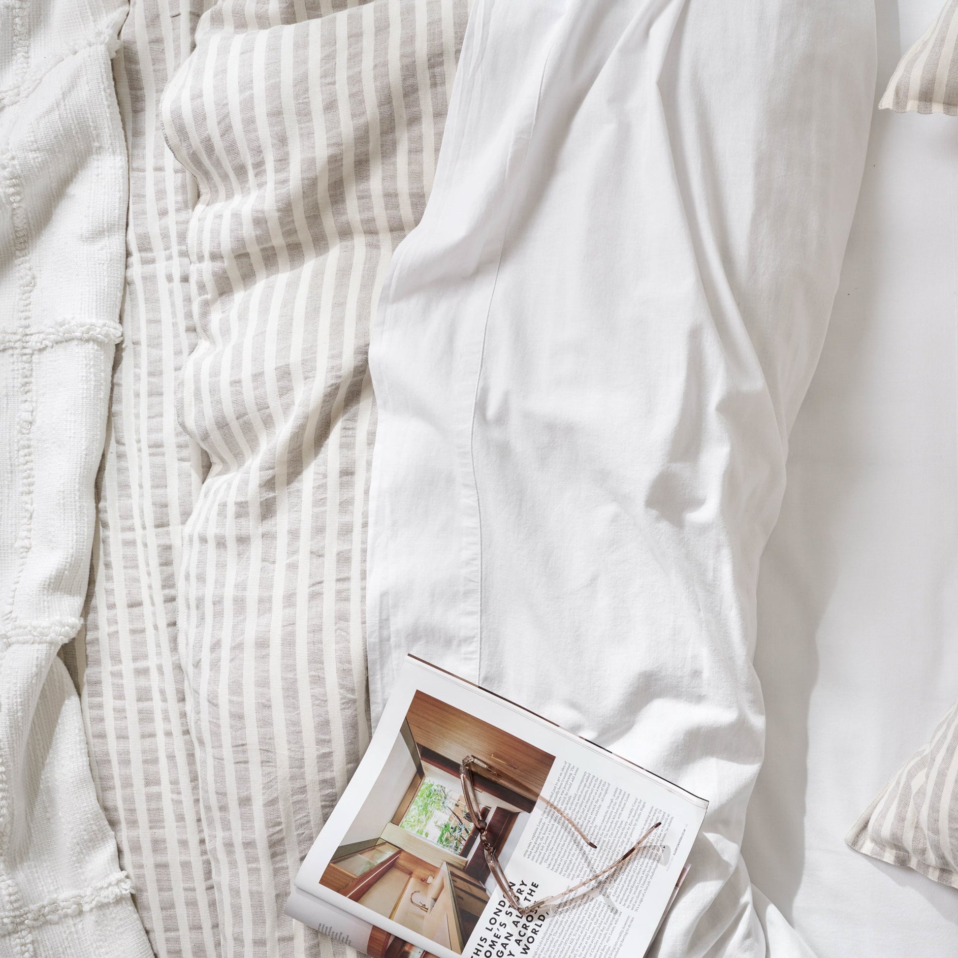 Antique White + Oatmeal Stripe Linen Cotton Duvet Cover