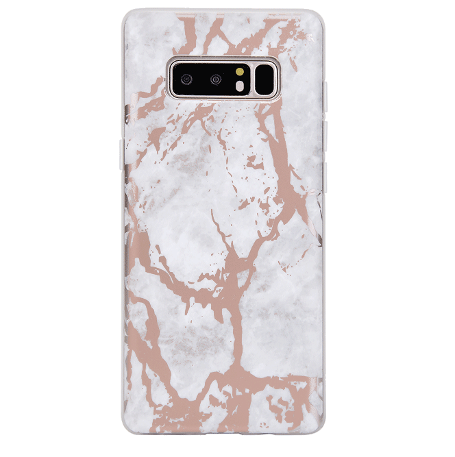 White Marble Rose Gold Chrome Samsung Galaxy Case