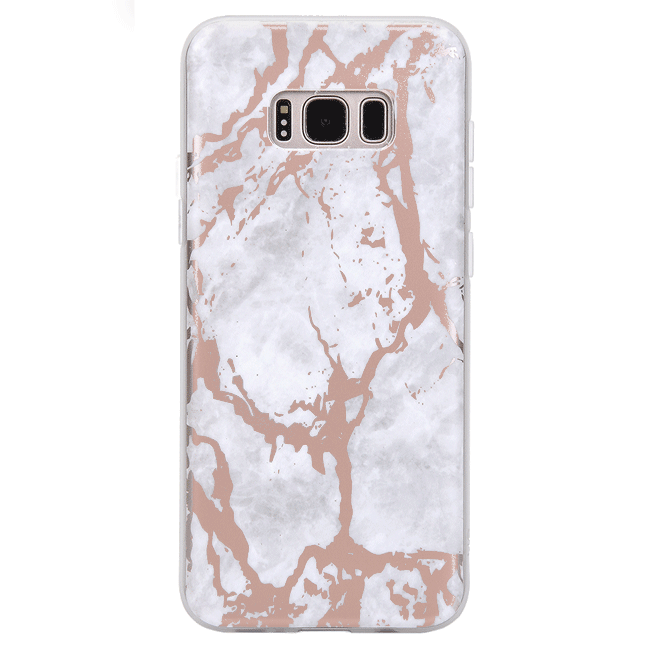 White Marble Rose Gold Chrome Samsung Galaxy Case