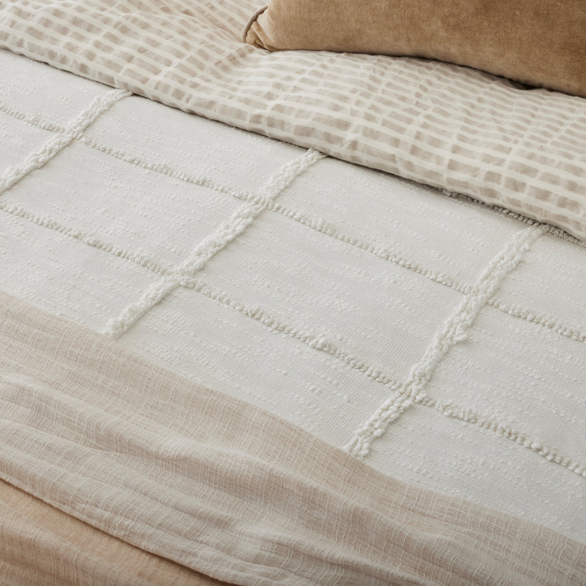 Antique White + Oatmeal Stripe Linen Cotton Duvet Cover