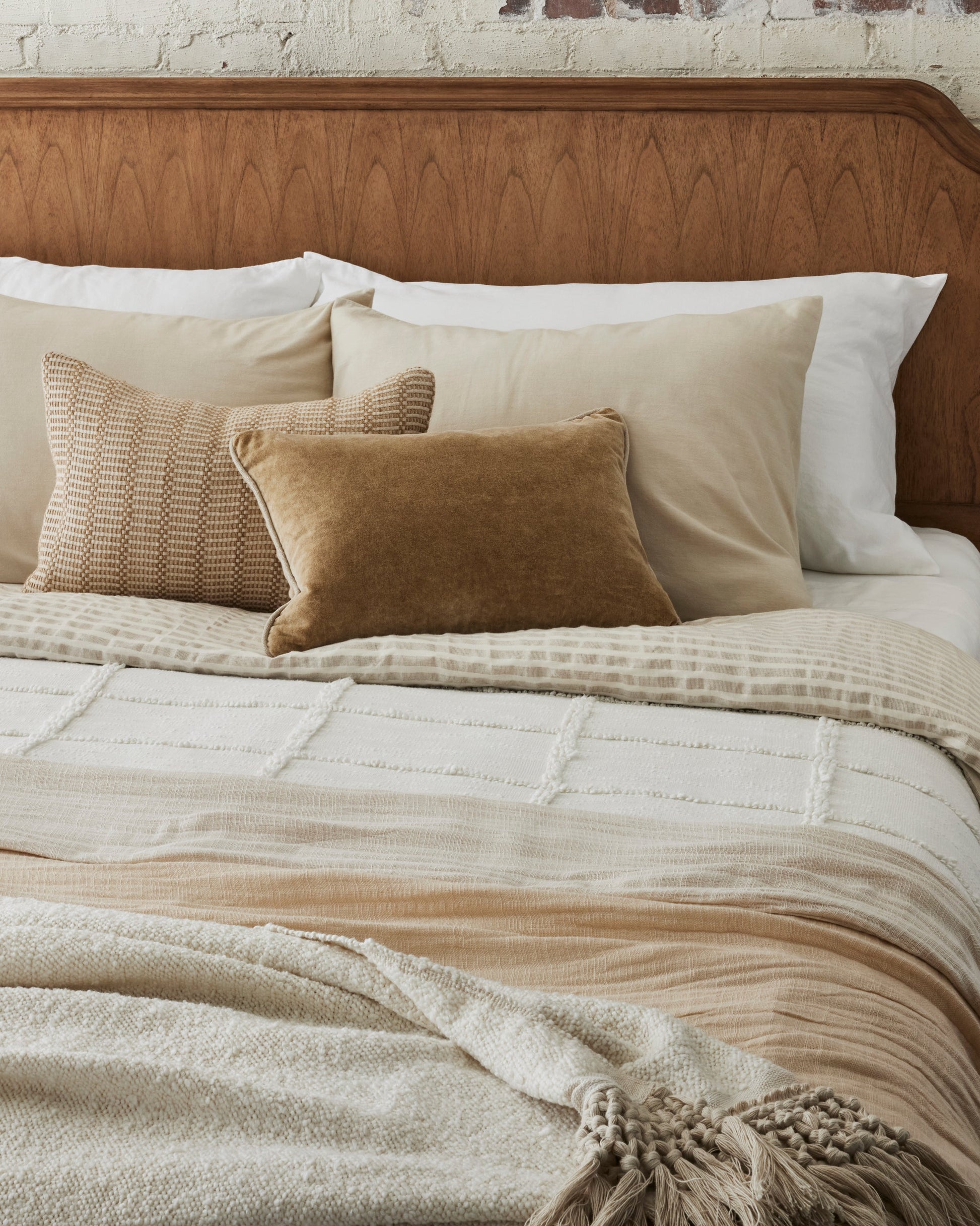 Antique White + Oatmeal Stripe Linen Cotton Duvet Cover