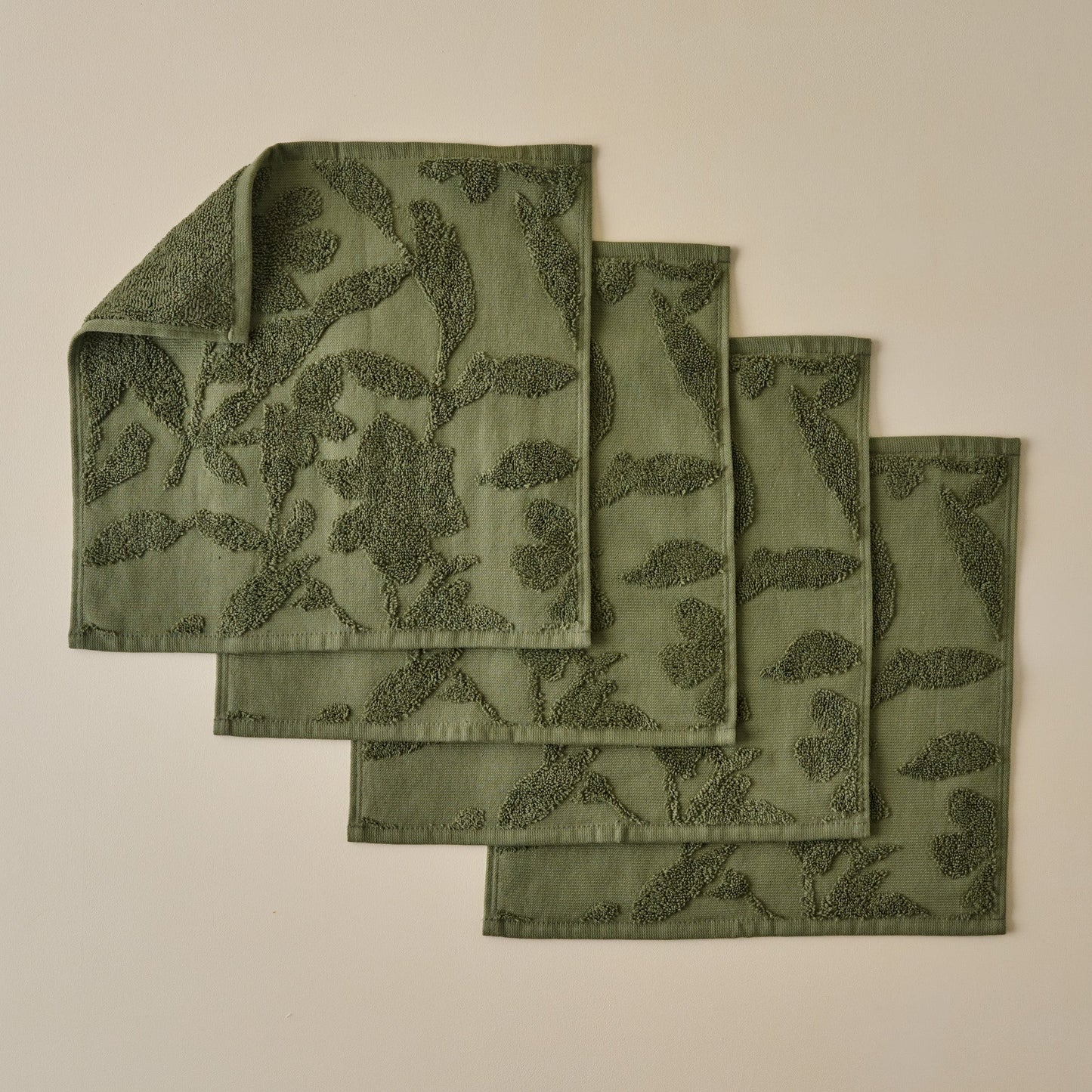 Winter Moss Floral Jacquard Towel