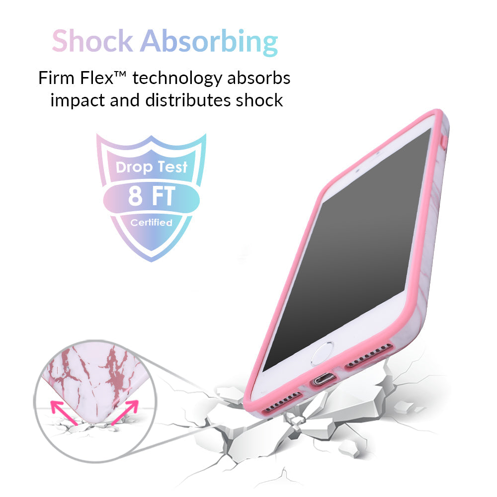 White Marble Pink Chrome iPhone Case