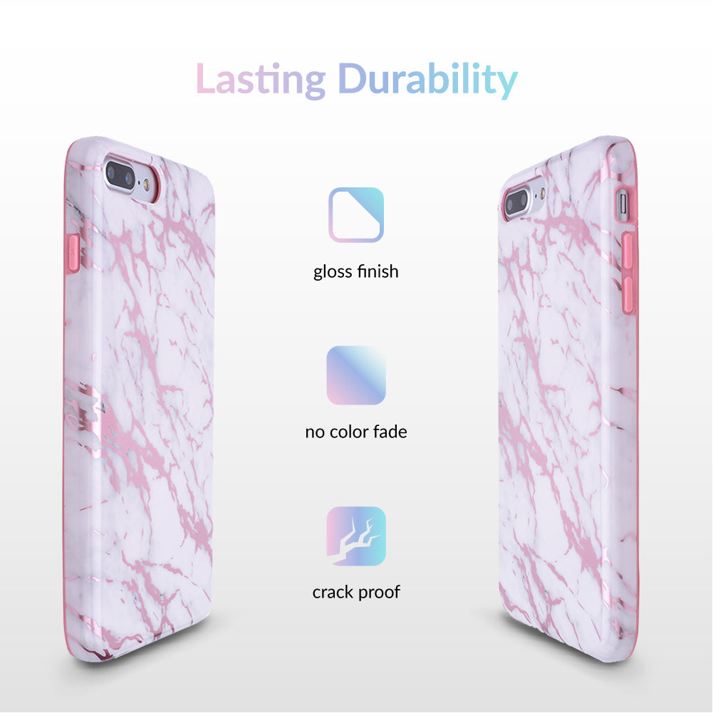 White Marble Pink Chrome iPhone Case