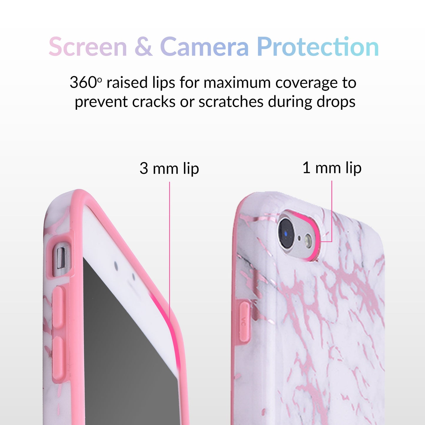 White Marble Pink Chrome iPhone Case