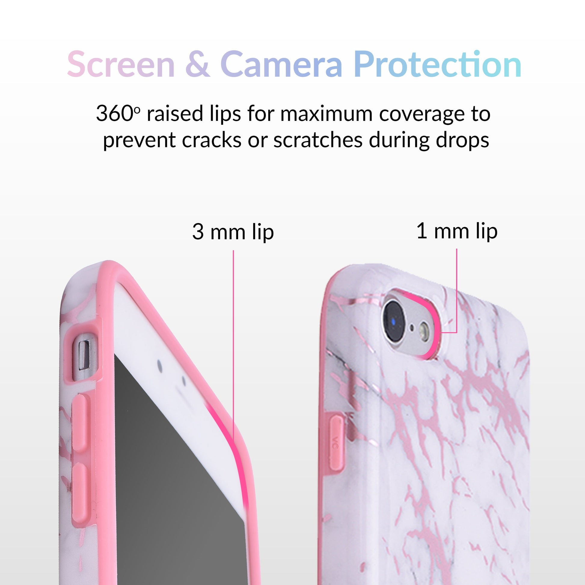 White Marble Pink Chrome iPhone Case