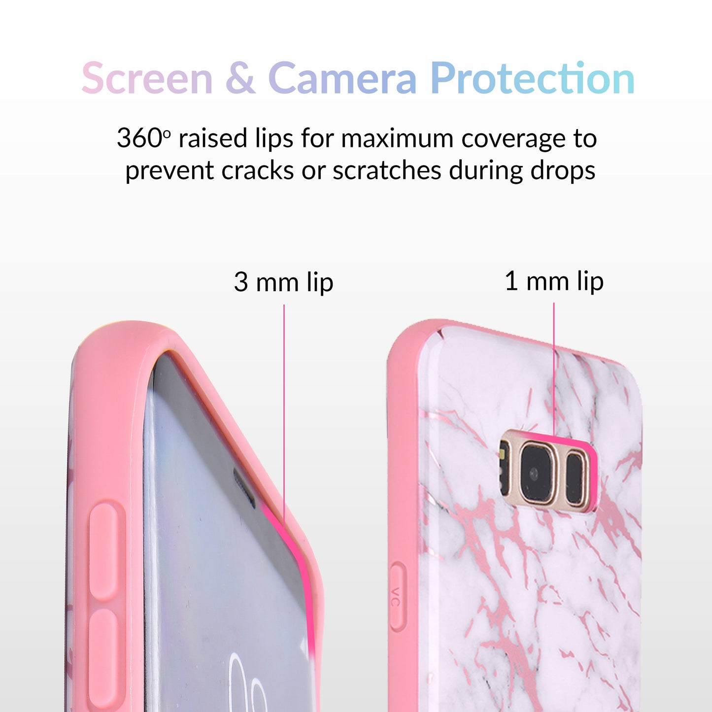 White Marble Pink Chrome Samsung Galaxy Case