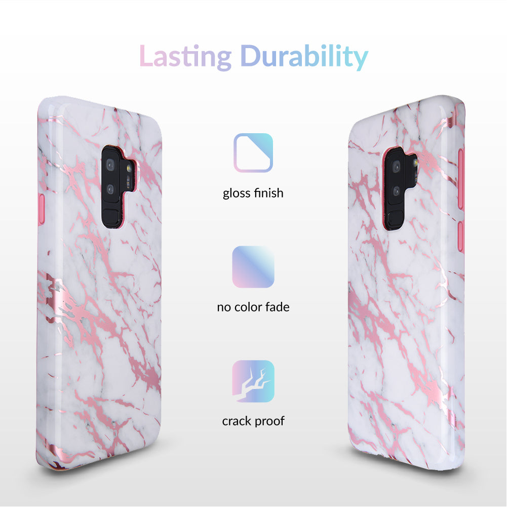 White Marble Pink Chrome Samsung Galaxy Case
