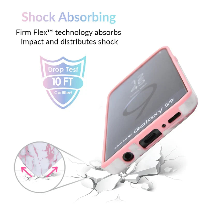 White Marble Pink Chrome Samsung Galaxy Case