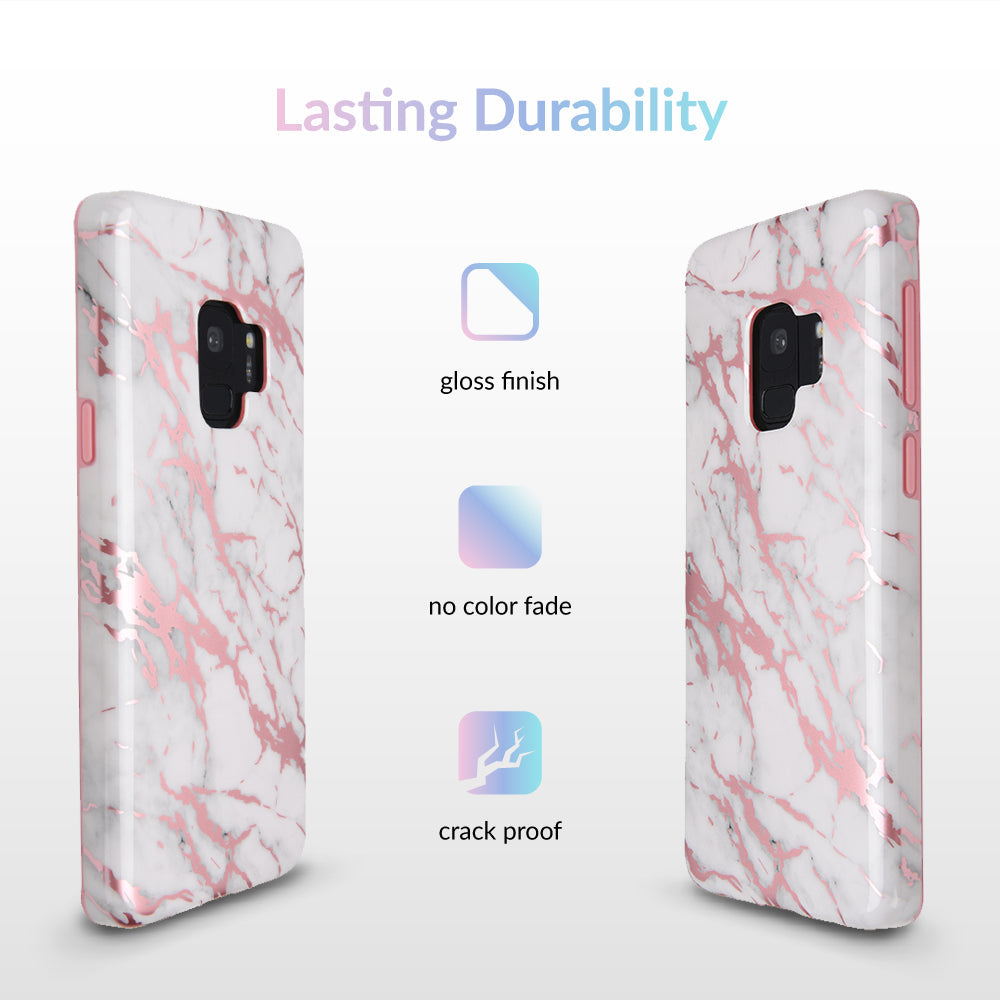 White Marble Pink Chrome Samsung Galaxy Case