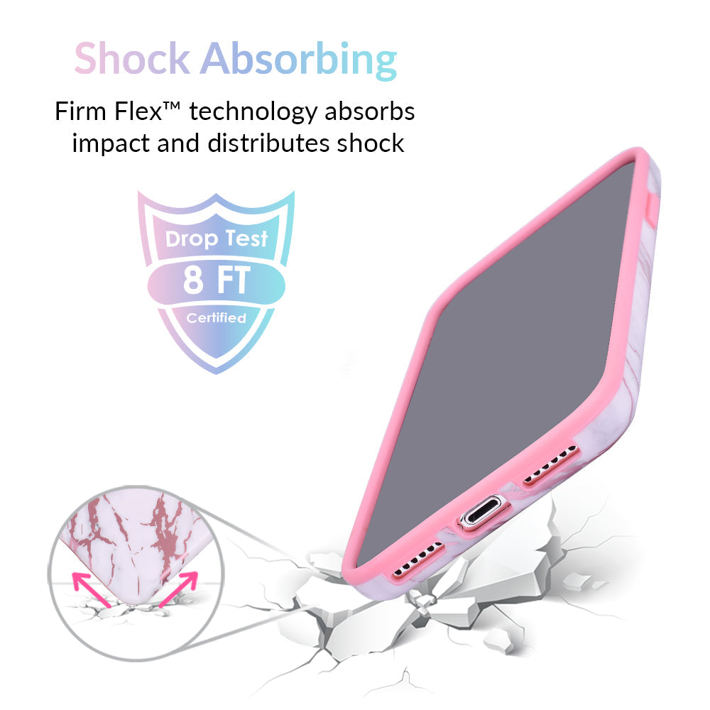 White Marble Pink Chrome iPhone Case