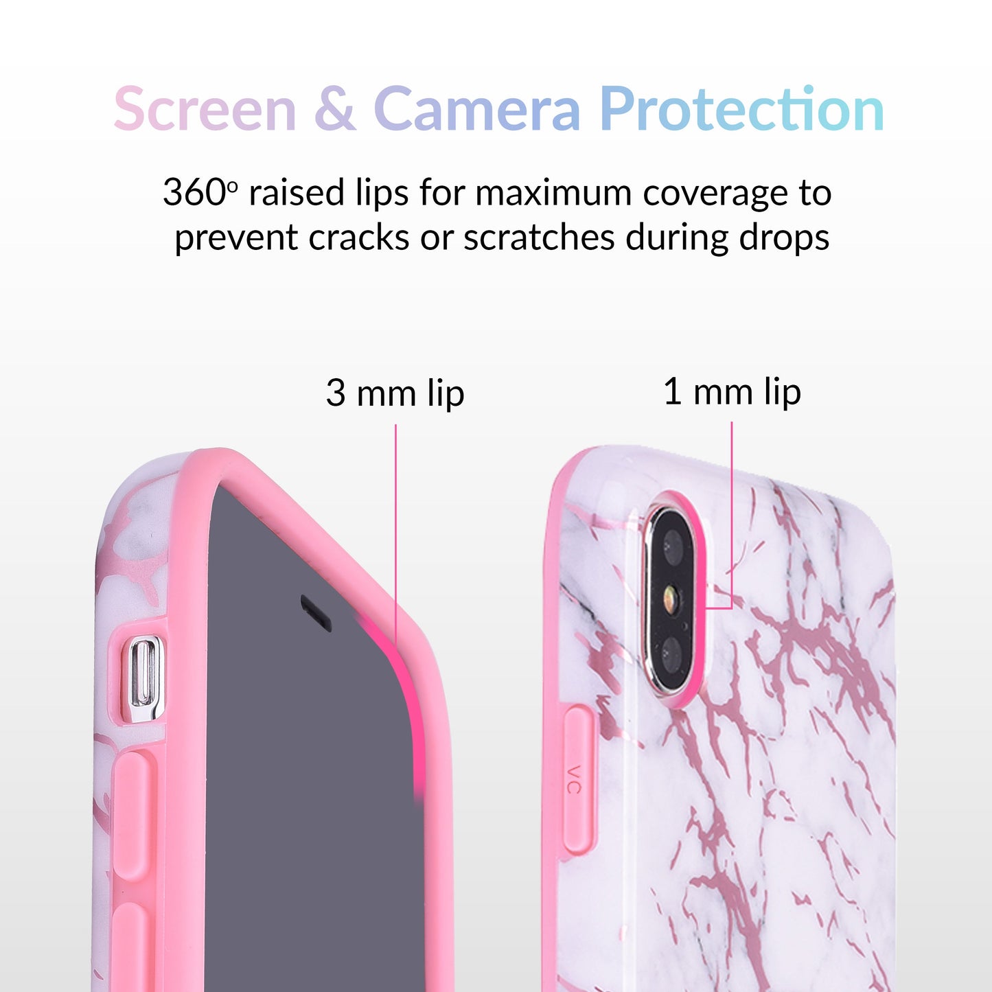 White Marble Pink Chrome iPhone Case