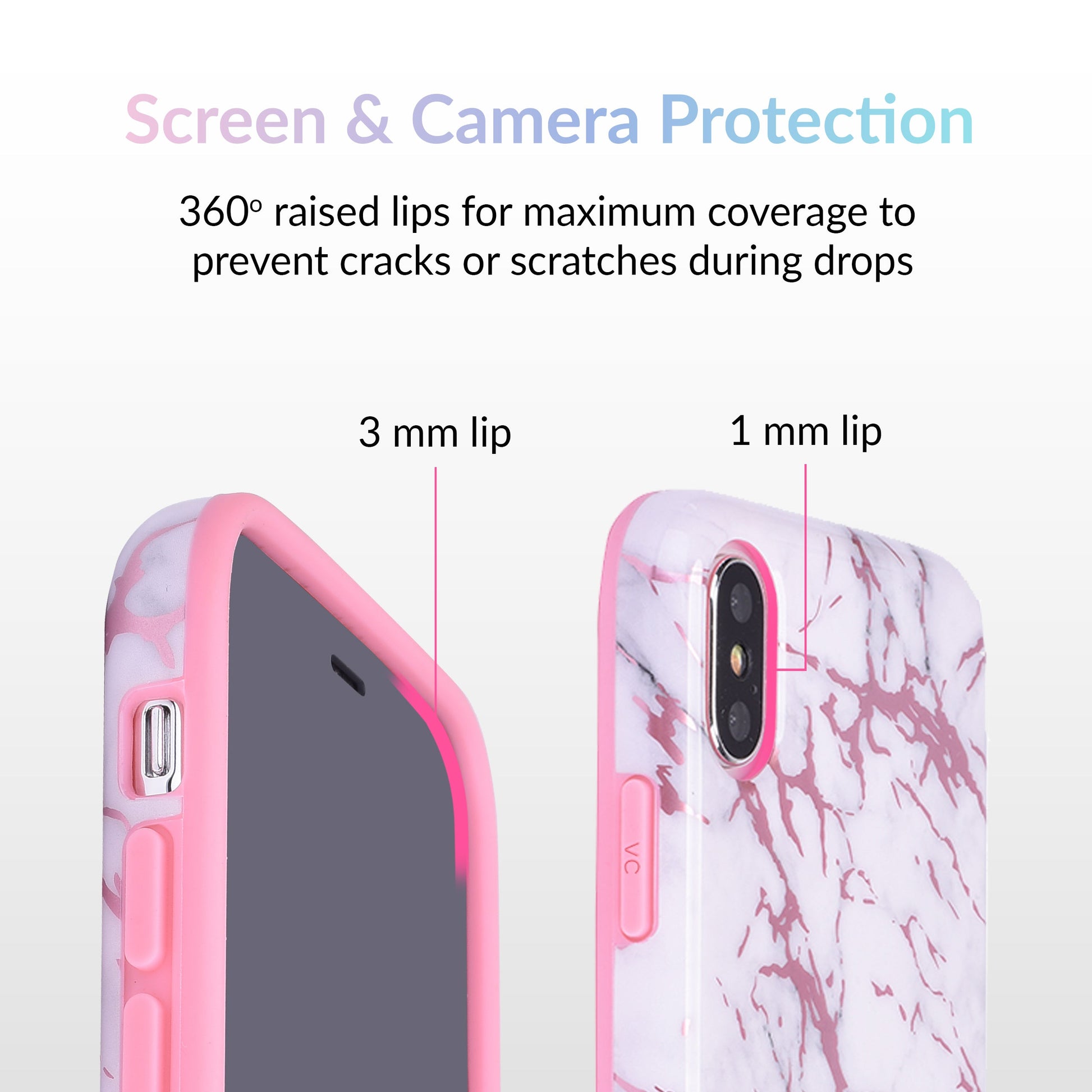 White Marble Pink Chrome iPhone Case