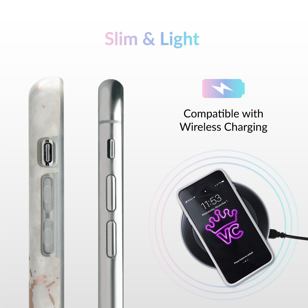 White Marble Rose Gold Chrome iPhone Case