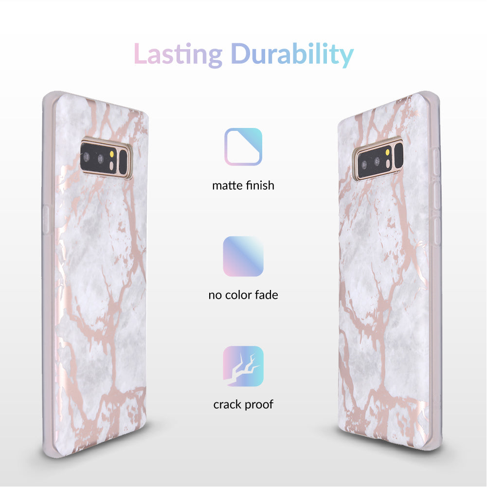 White Marble Rose Gold Chrome Samsung Galaxy Case