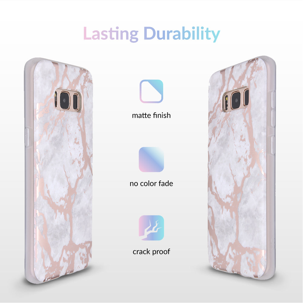 White Marble Rose Gold Chrome Samsung Galaxy Case