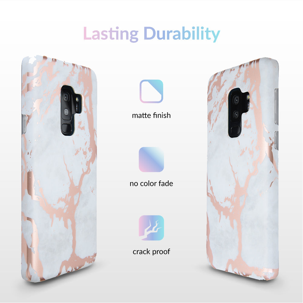 White Marble Rose Gold Chrome Samsung Galaxy Case