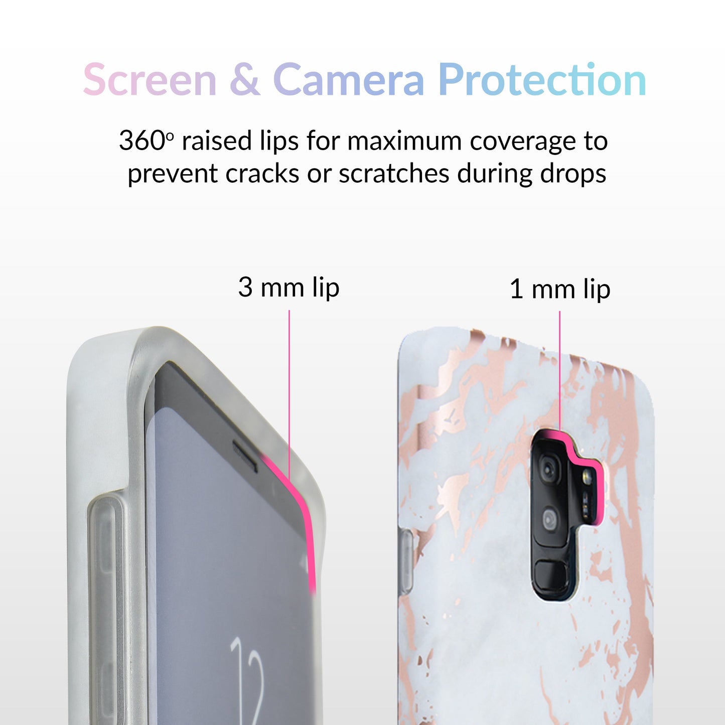 White Marble Rose Gold Chrome Samsung Galaxy Case