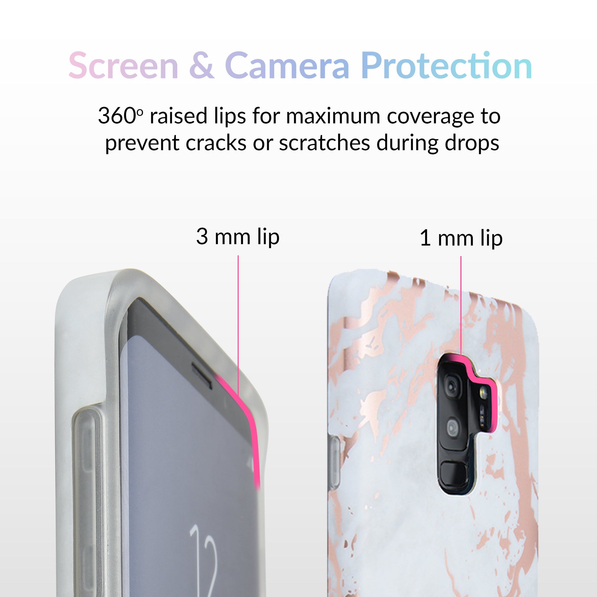 White Marble Rose Gold Chrome Samsung Galaxy Case