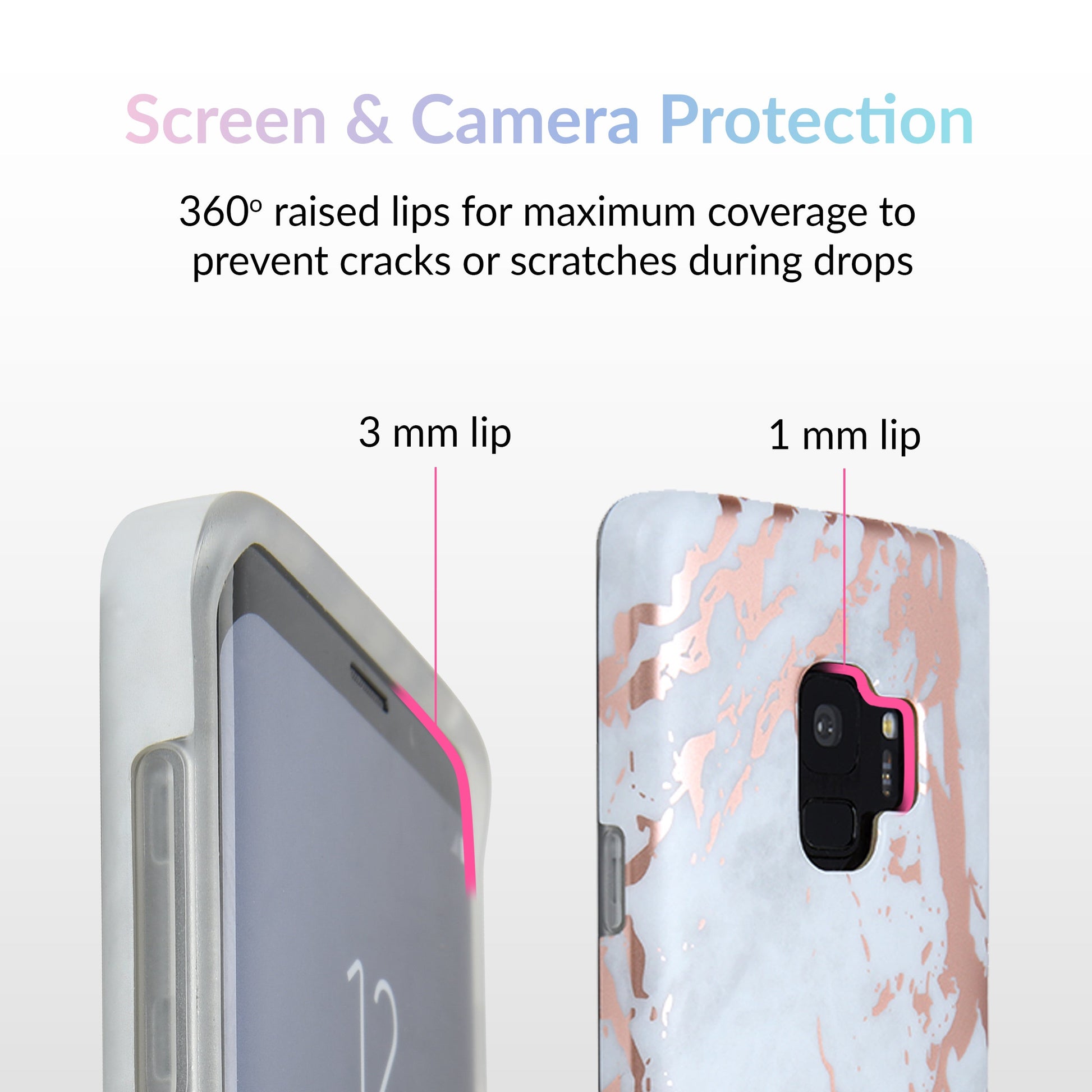 White Marble Rose Gold Chrome Samsung Galaxy Case