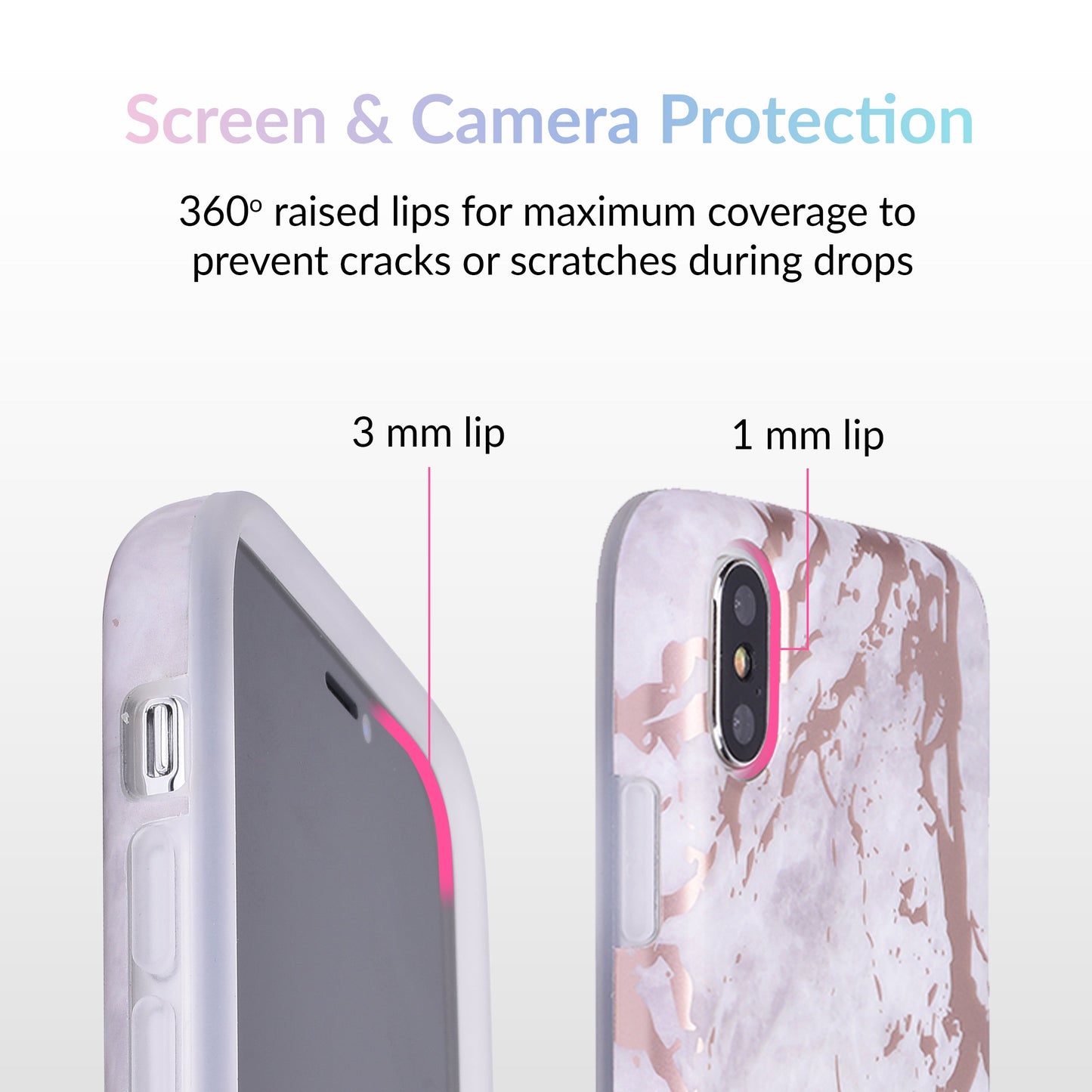 White Marble Rose Gold Chrome iPhone Case