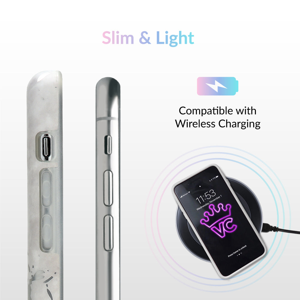 White Marble Silver Chrome iPhone Case