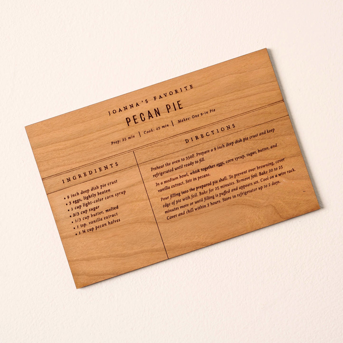 Wooden Recipe Card