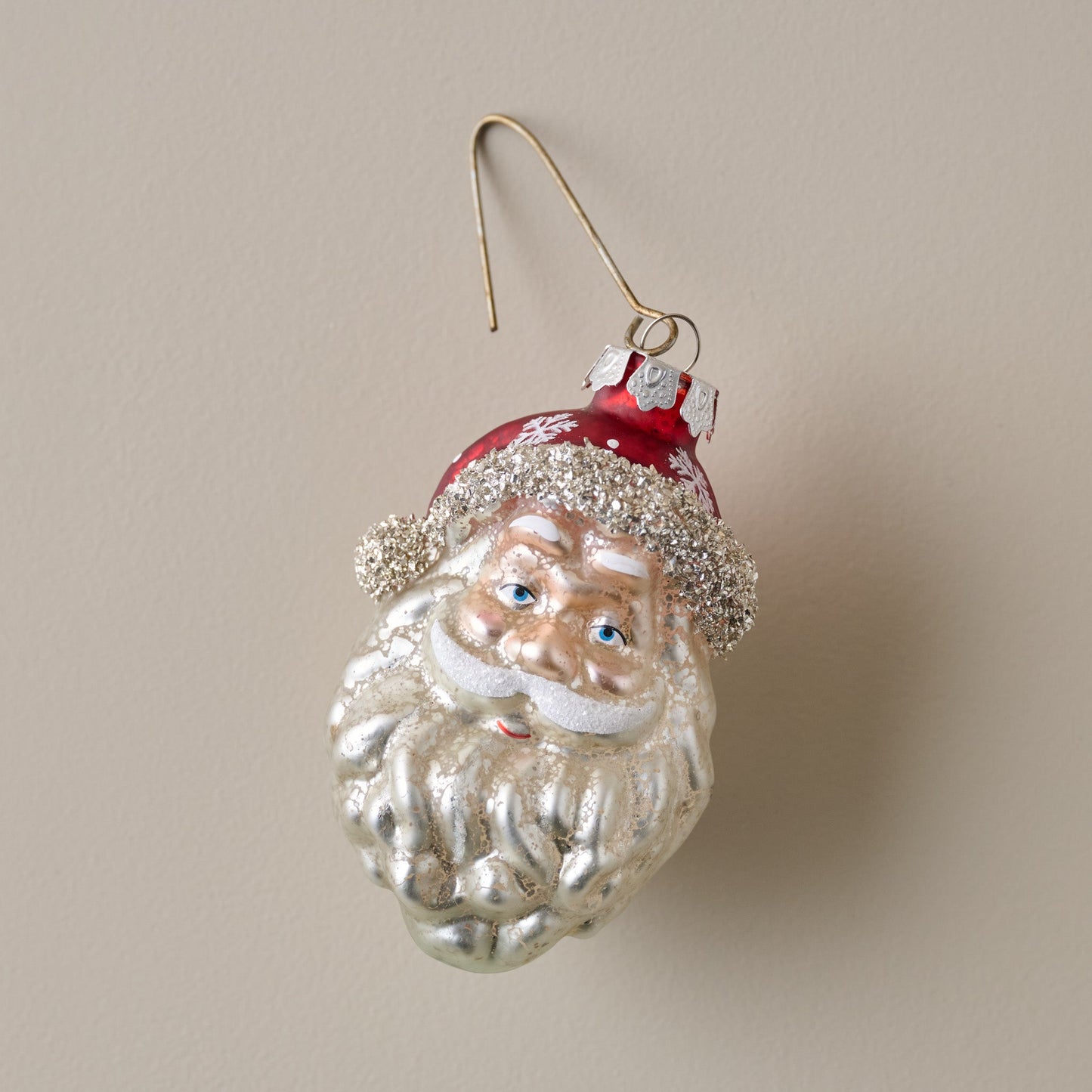 Vintage Blown Glass Santa Ornament