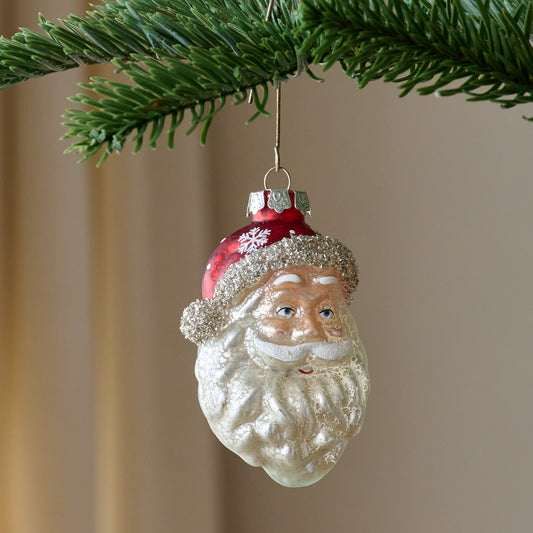 Vintage Blown Glass Santa Ornament