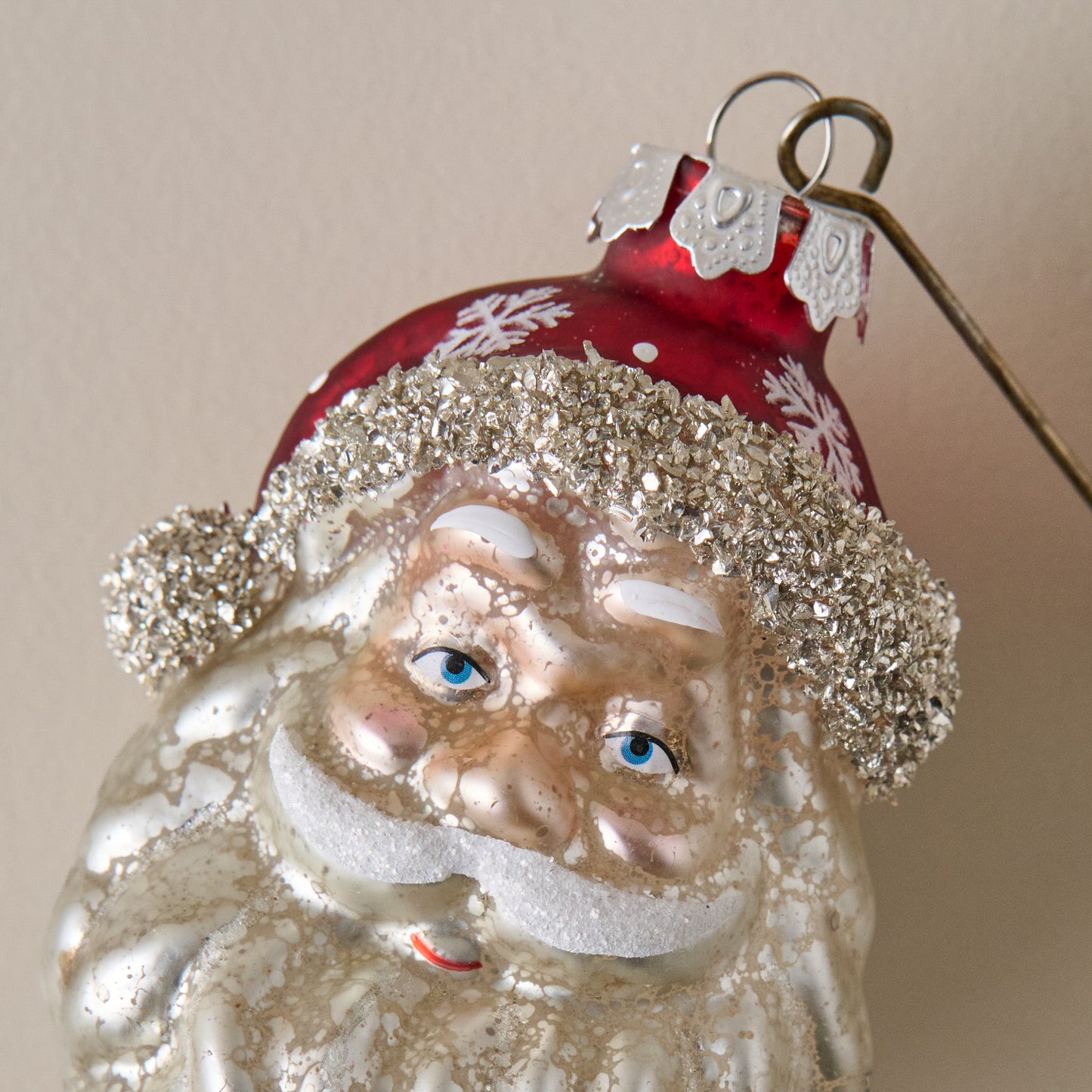 Vintage Blown Glass Santa Ornament
