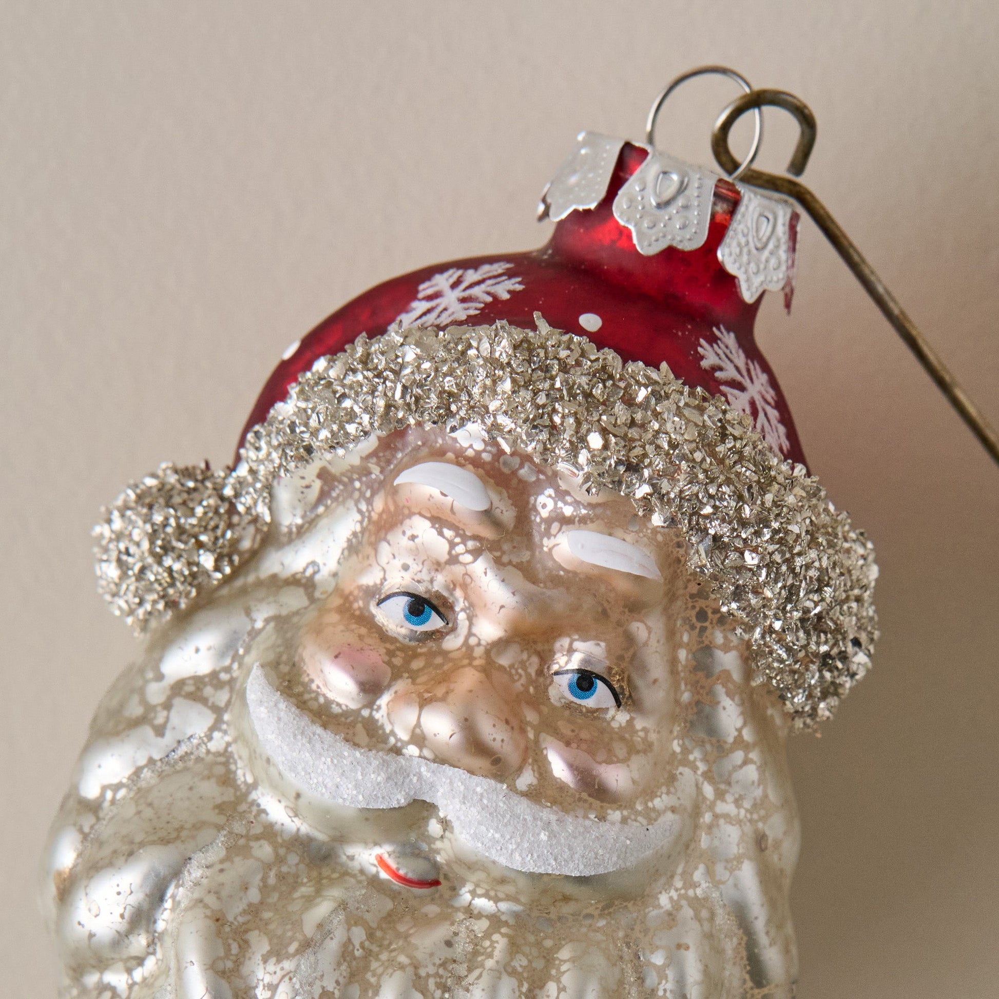Vintage Blown Glass Santa Ornament