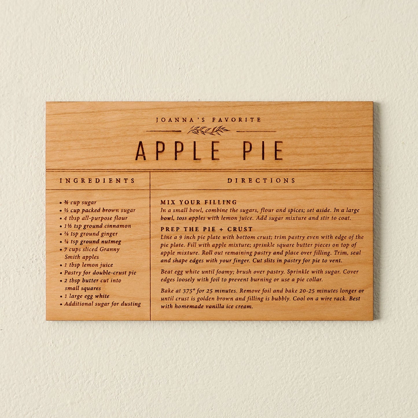 Wooden Recipe Card